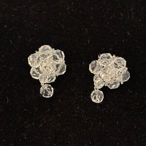 Kramer Signed Vintage Crystal Cluster Screw Back Earrings